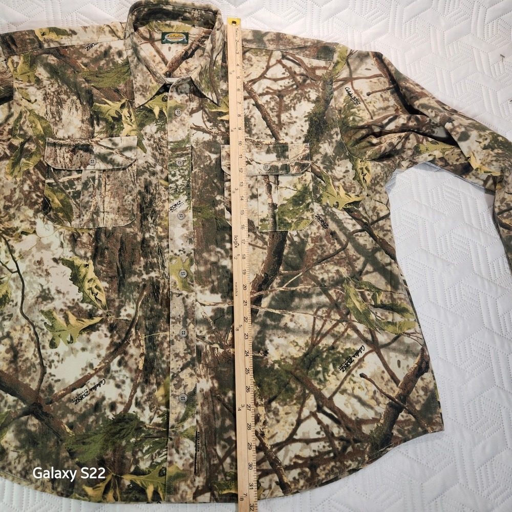 Cabelas ZONZ camo Shirt Men's Woodlands Camo Long Sleeve Button Hunt Game 3XL - Picture 12 of 16